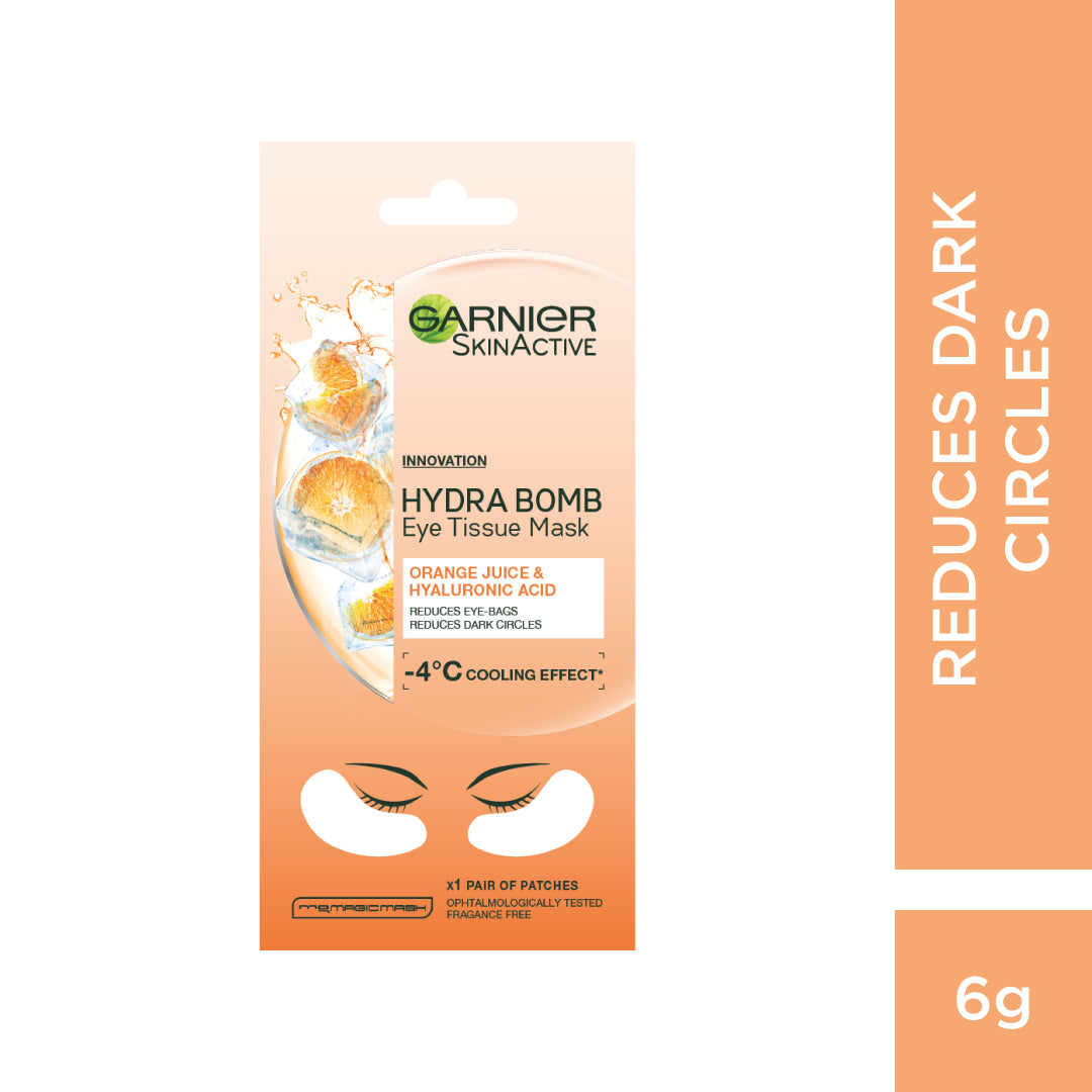 Garnier Hydra Bomb Hydrating & Brightening Eye Tissue Mask - with Hyaluronic Acid and Vitamin C for Dark Circles - Alora