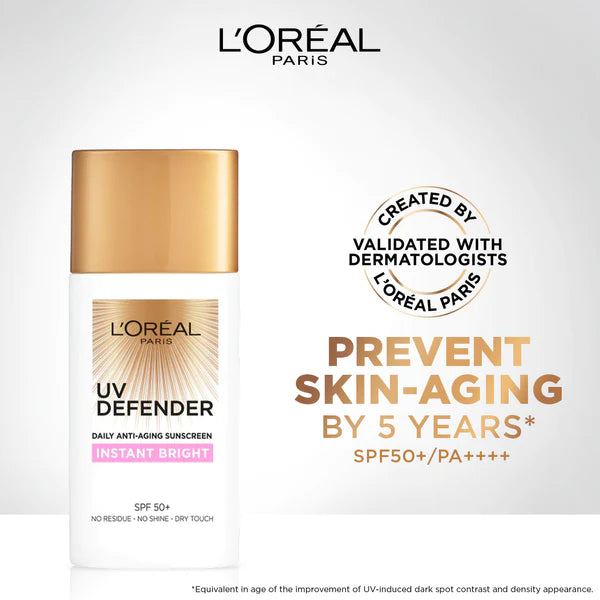 L’Oréal Paris UV Defender Sunscreen SPF50+/PA++++ -Instant Bright