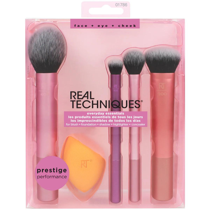 Real Techniques Everyday Essentials Brush Kit x4 + Sponge - Alora