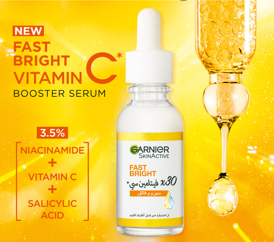 Garnier Fast Bright Vitamin C- Brightening Booster Serum 30ml - Alora