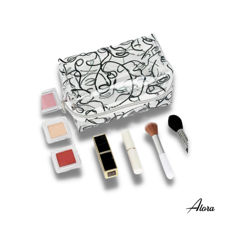 Figure Graphic Clear Square Makeup Bag - Alora