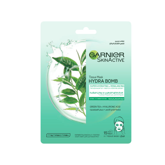 Garnier Hydra Bomb Green Tea Super-Hydrating & Rebalancing Tissue Mask for Normal to Combination Skin - Alora