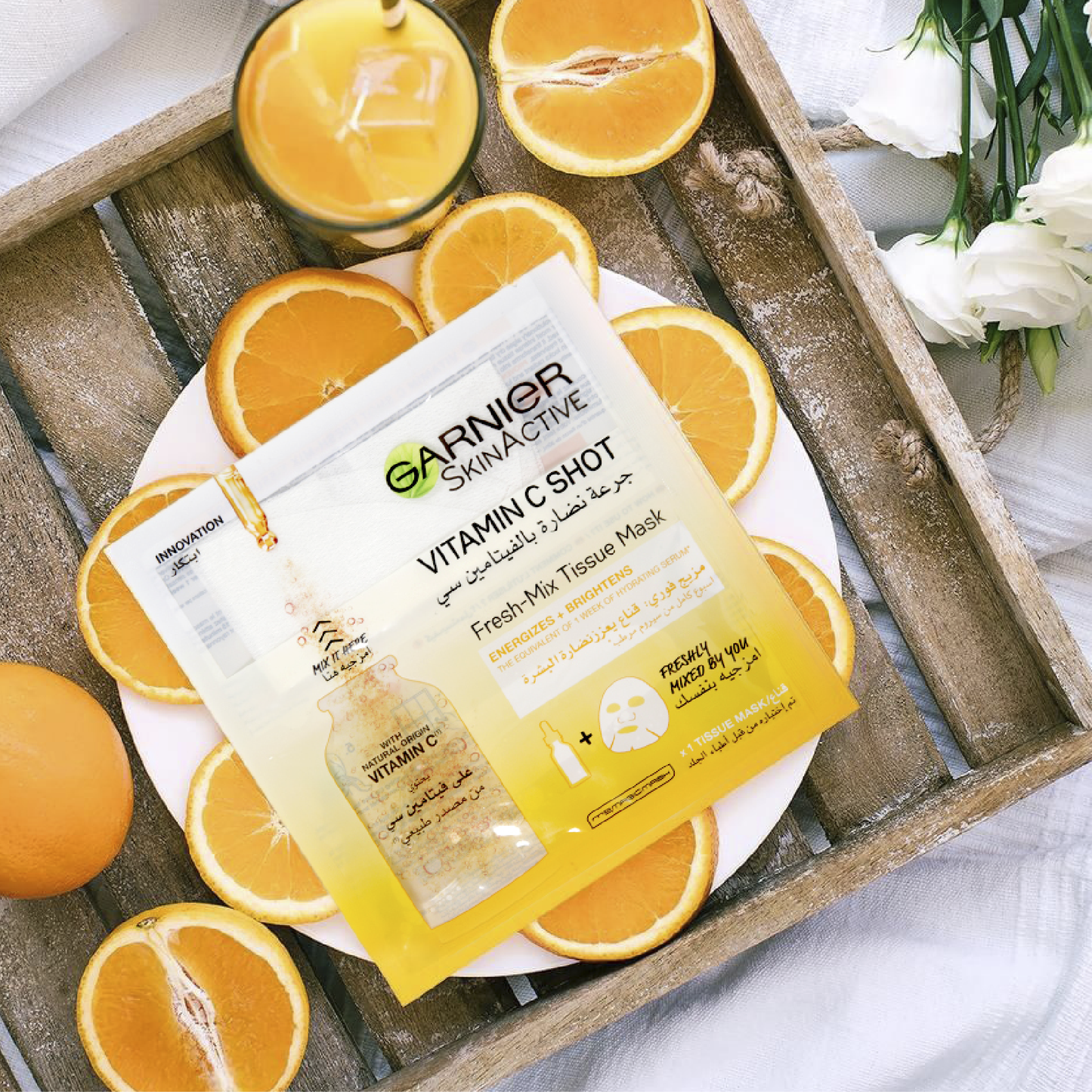 Garnier Fresh-Mix Hydrating, Energizing & Brightening Tissue Mask with Vitamin C - Alora