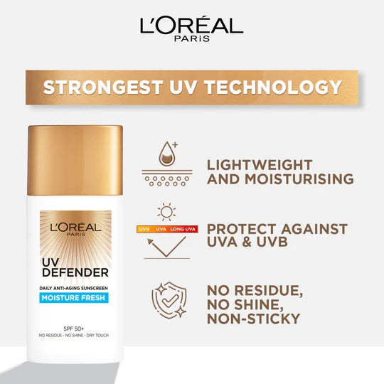 L’Oréal Paris UV Defender Sunscreen SPF50+/PA++++ - Moisture Fresh - Alora