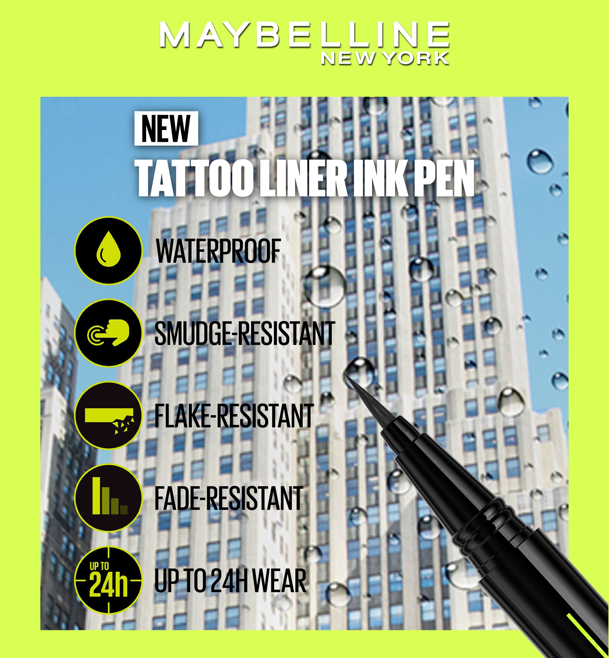 Maybelline New York Tattoo Liner Ink Pen Black - Alora